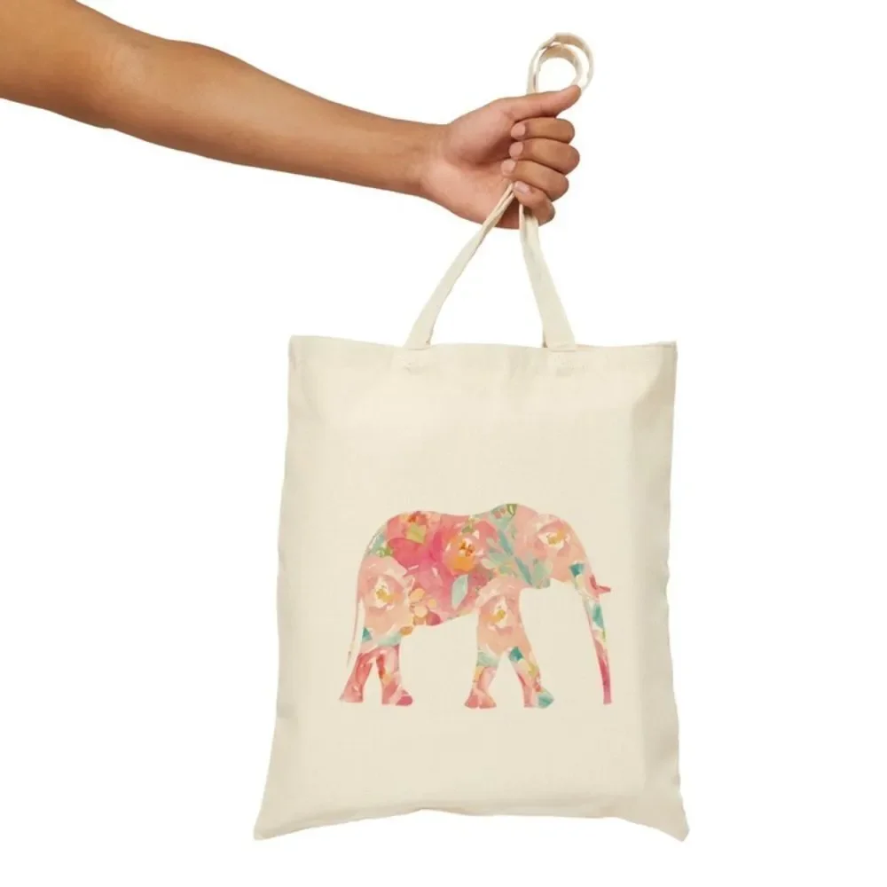 Floral Elephant 🐘 Canvas Tote